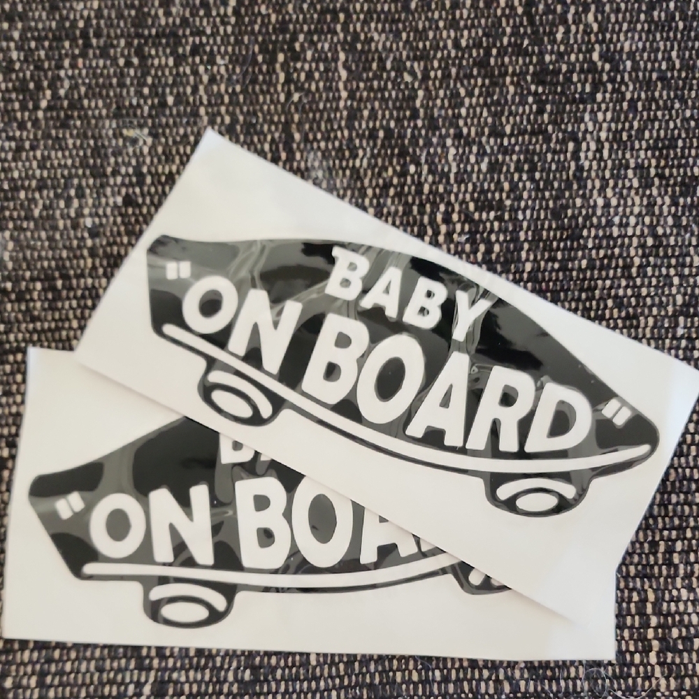Black and White 'Baby On Board' Car Stickers